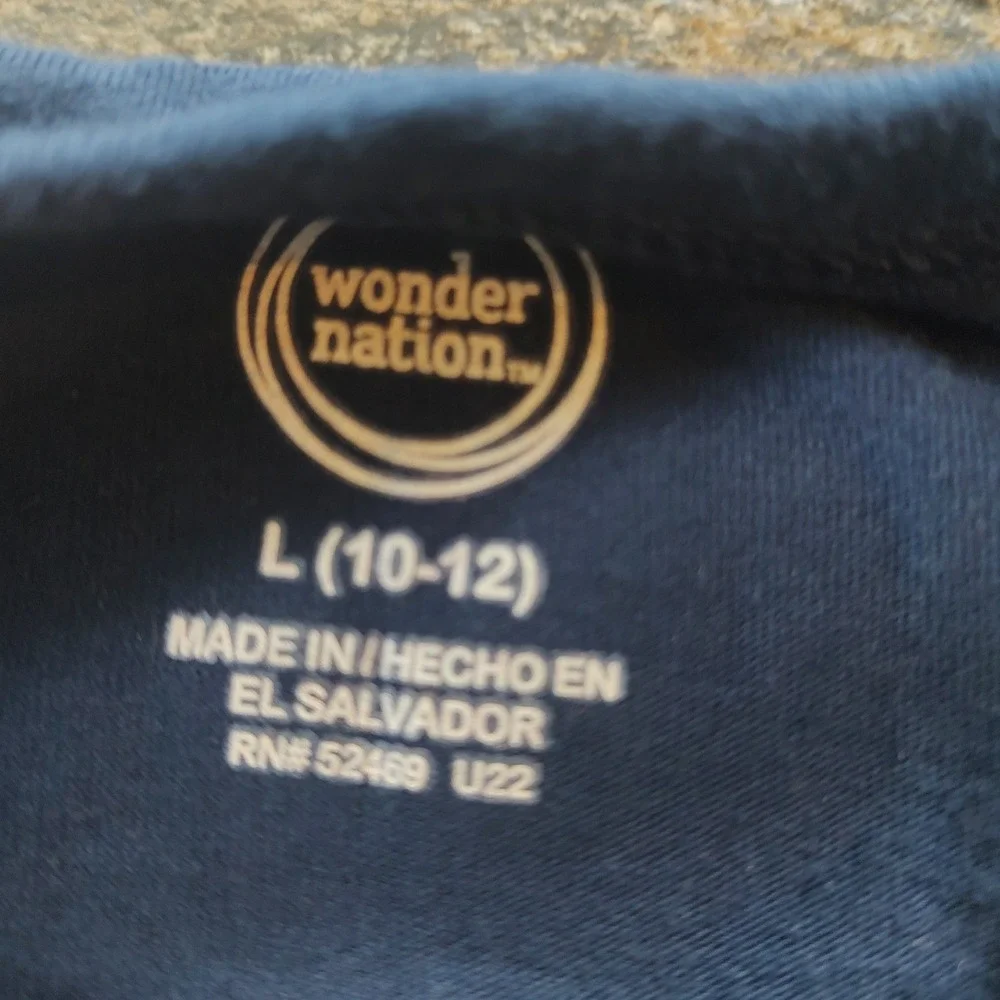 Wonder Nation Graphic Tee Kids L 10-12 Navy Blue Excellent Find Balance Yin Yang